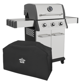Dellonda DG230 3 Burner Deluxe Gas BBQ Grill with Piezo Ignition & Thermometer & Cover - Stainless Steel