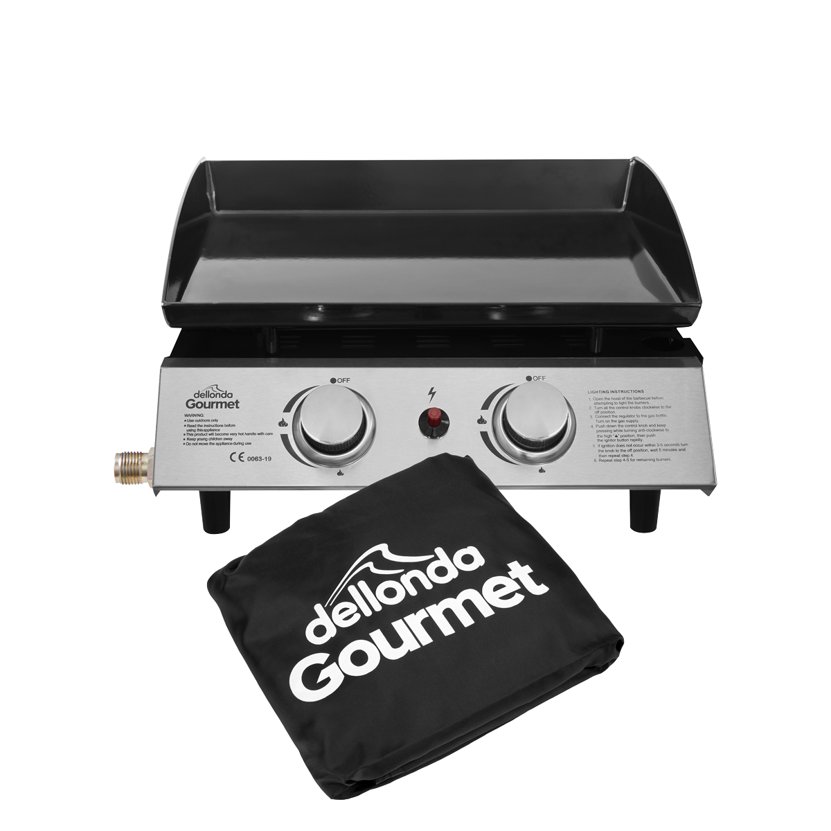Dellonda DG232 2 Burner Portable Gas Plancha & Cover
