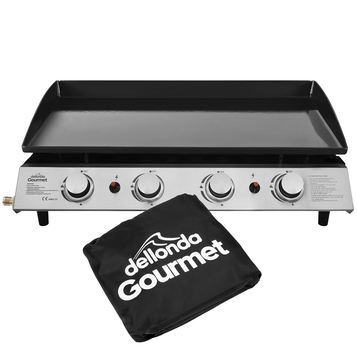 Dellonda DG234 4 Burner Portable Gas Plancha & Cover