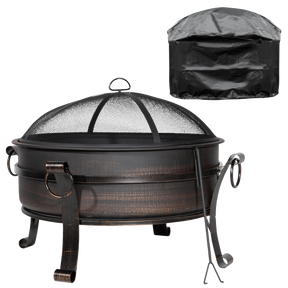Dellonda DG237 Deluxe 2-in-1 Outdoor Fire Pit/Coffee Table with Drawstring Cover 93cm Antique Bronze Effect
