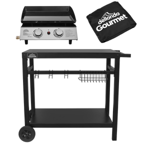Dellonda DG249 2 Burner Portable Gas Plancha, Cover & Trolley