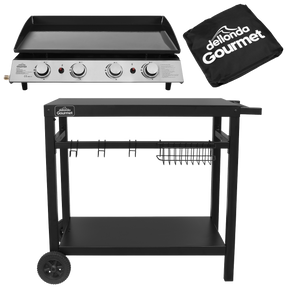 Dellonda DG251 4 Burner Portable Gas Plancha, Cover & Trolley