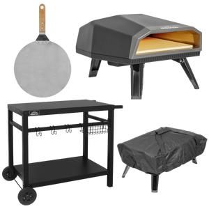 Dellonda DG262 Gas Pizza Oven with Water-Resistant Cover/Carry Bag, 12" Pizza Peel & Plancha Trolley