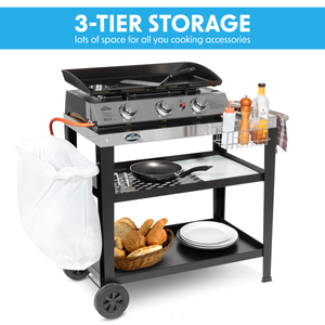 Dellonda DG263 Plancha Trolley with Utensil Holder - Stainless Steel Top - additional view 11