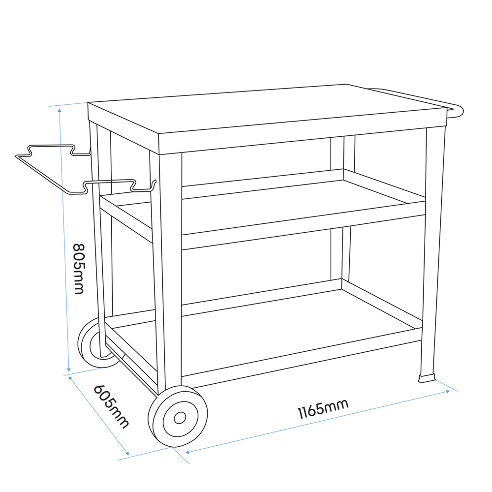 Dellonda DG263 Plancha Trolley with Utensil Holder - Stainless Steel Top - additional view 4