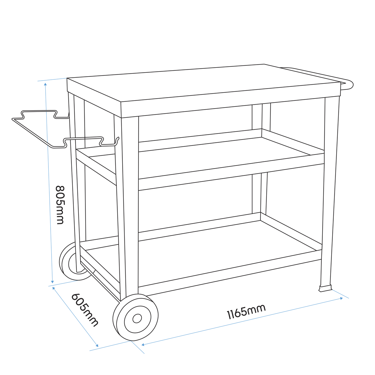 Dellonda DG263 Plancha Trolley with Utensil Holder - Stainless Steel Top - additional view 4