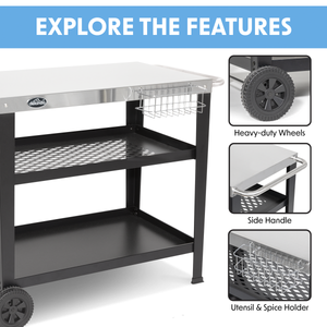 Dellonda DG263 Plancha Trolley with Utensil Holder - Stainless Steel Top - additional view 5