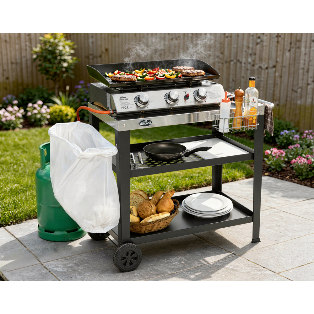 Dellonda DG263 Plancha Trolley with Utensil Holder - Stainless Steel Top - additional view 10