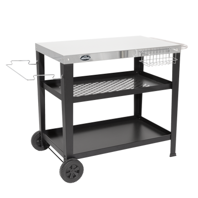 Dellonda DG263 Plancha Trolley with Utensil Holder - Stainless Steel Top