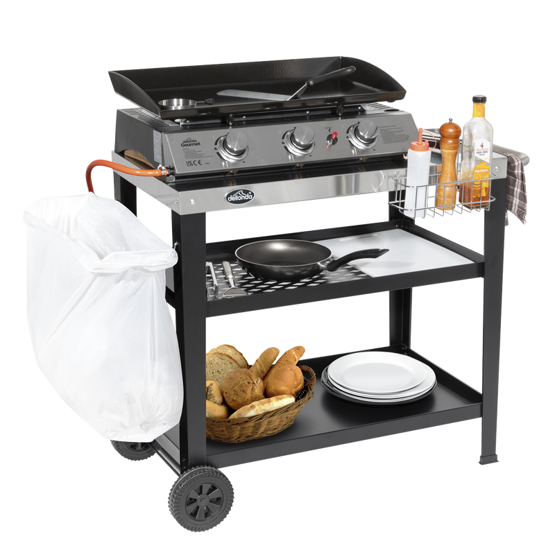 Dellonda DG263 Plancha Trolley with Utensil Holder - Stainless Steel Top - additional view 9