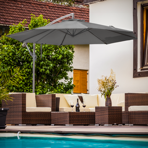 Dellonda DG264 Banana Parasol with Cover 3m - Grey - additional view 12