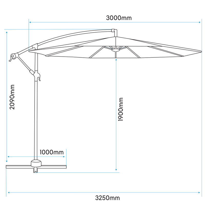 Dellonda DG264 Banana Parasol with Cover 3m - Grey - additional view 16