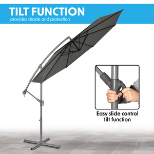 Dellonda DG264 Banana Parasol with Cover 3m - Grey - additional view 14