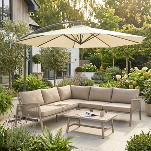 Dellonda DG265 Banana Parasol with Cover 3m - Cream - additional view 18