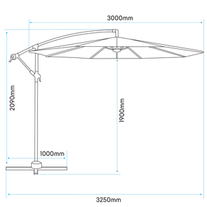 Dellonda DG265 Banana Parasol with Cover 3m - Cream - additional view 13
