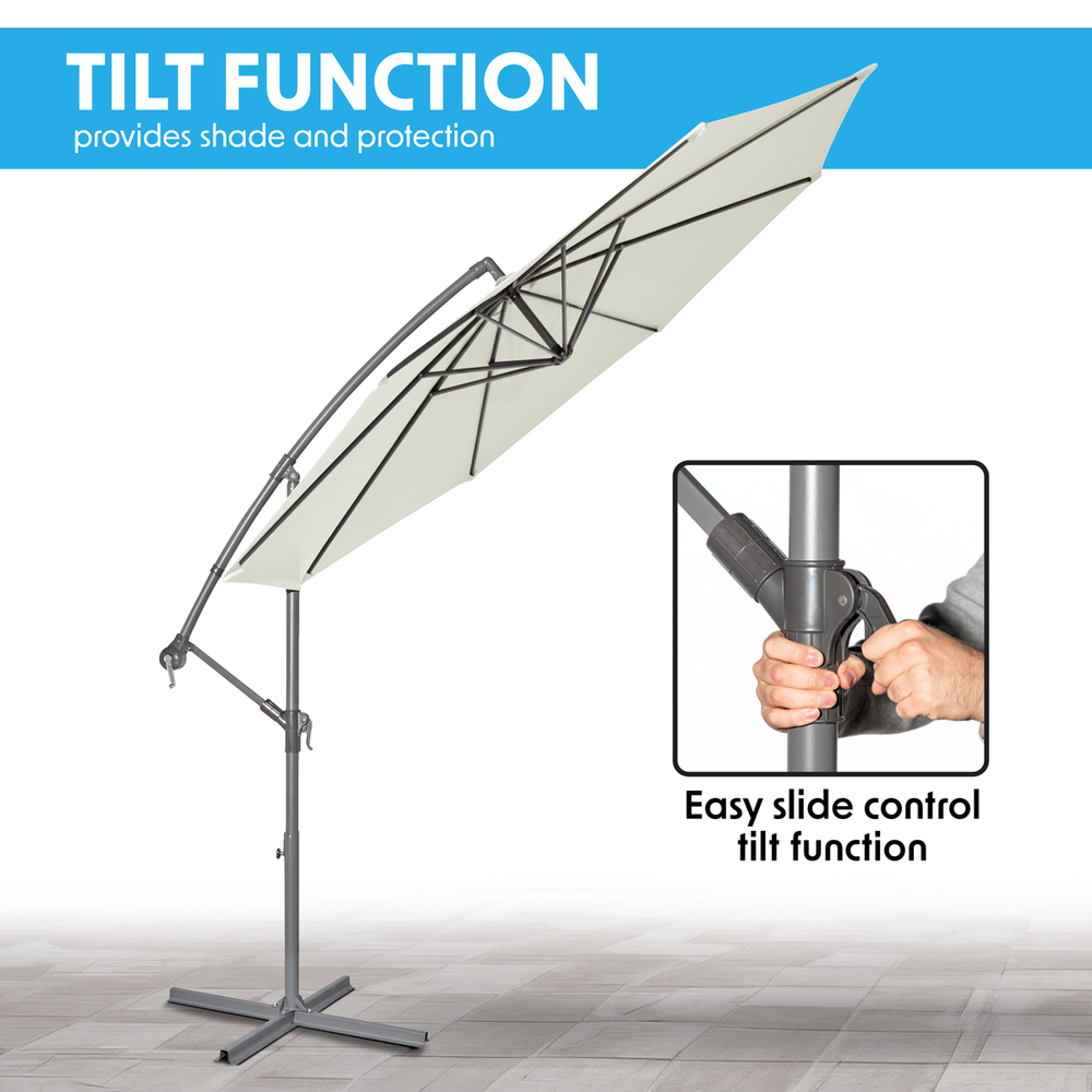 Dellonda DG265 Banana Parasol with Cover 3m - Cream - additional view 10