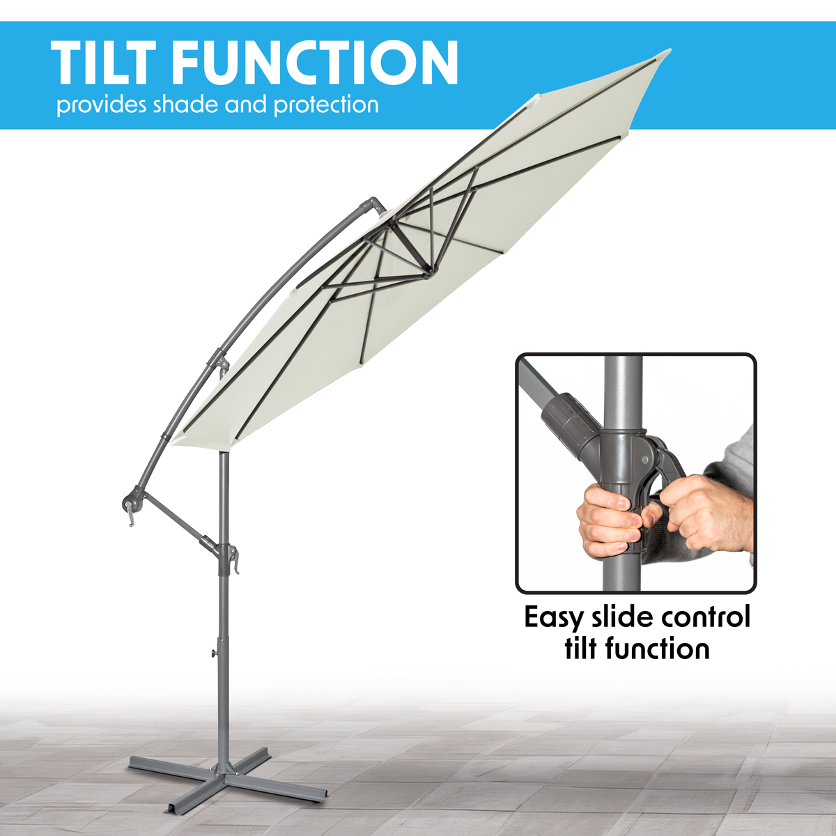 Dellonda DG265 Banana Parasol with Cover 3m - Cream - additional view 10