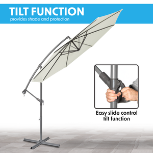 Dellonda DG265 Banana Parasol with Cover 3m - Cream - additional view 10