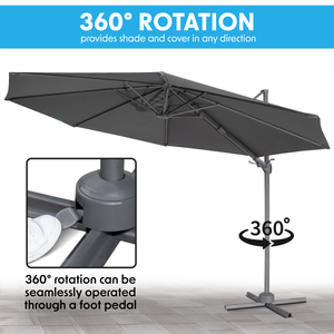 Dellonda DG267 Cantilever Parasol with 360° Rotation, Tilt & Cover 3m - Grey - additional view 14