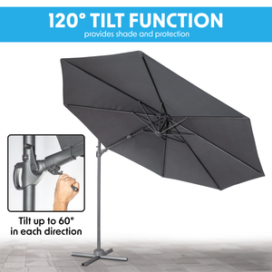 Dellonda DG267 Cantilever Parasol with 360° Rotation, Tilt & Cover 3m - Grey - additional view 15