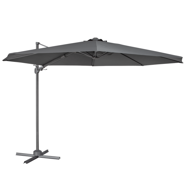 Dellonda DG267 Cantilever Parasol with 360° Rotation, Tilt & Cover 3m - Grey