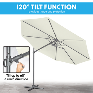 Dellonda DG268 Cantilever Parasol with 360° Rotation, Tilt & Cover 3m - Cream - additional view 15