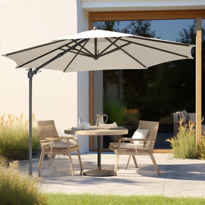 Dellonda DG268 Cantilever Parasol with 360° Rotation, Tilt & Cover 3m - Cream - additional view 20