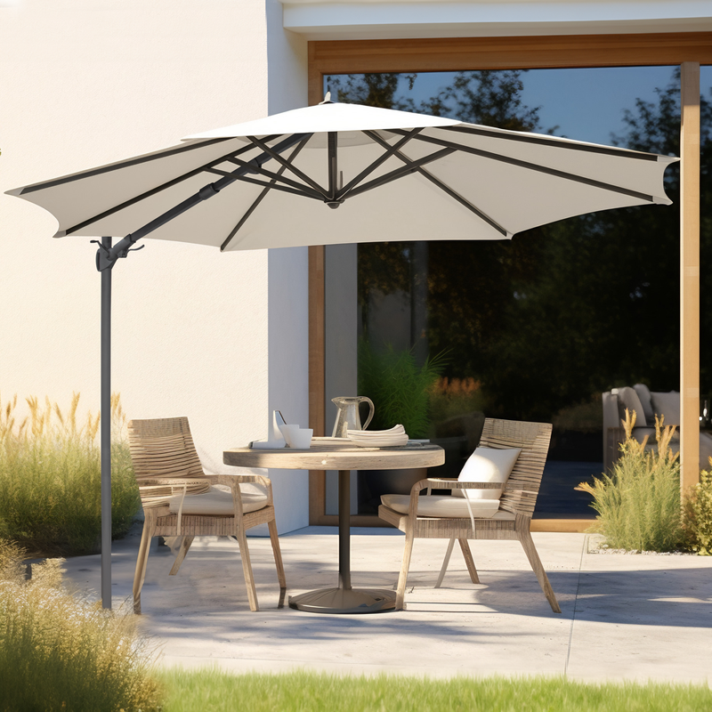 Dellonda DG268 Cantilever Parasol with 360° Rotation, Tilt & Cover 3m - Cream - additional view 20