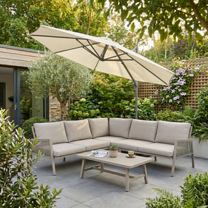 Dellonda DG268 Cantilever Parasol with 360° Rotation, Tilt & Cover 3m - Cream - additional view 23