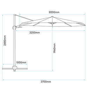 Dellonda DG268 Cantilever Parasol with 360° Rotation, Tilt & Cover 3m - Cream - additional view 22