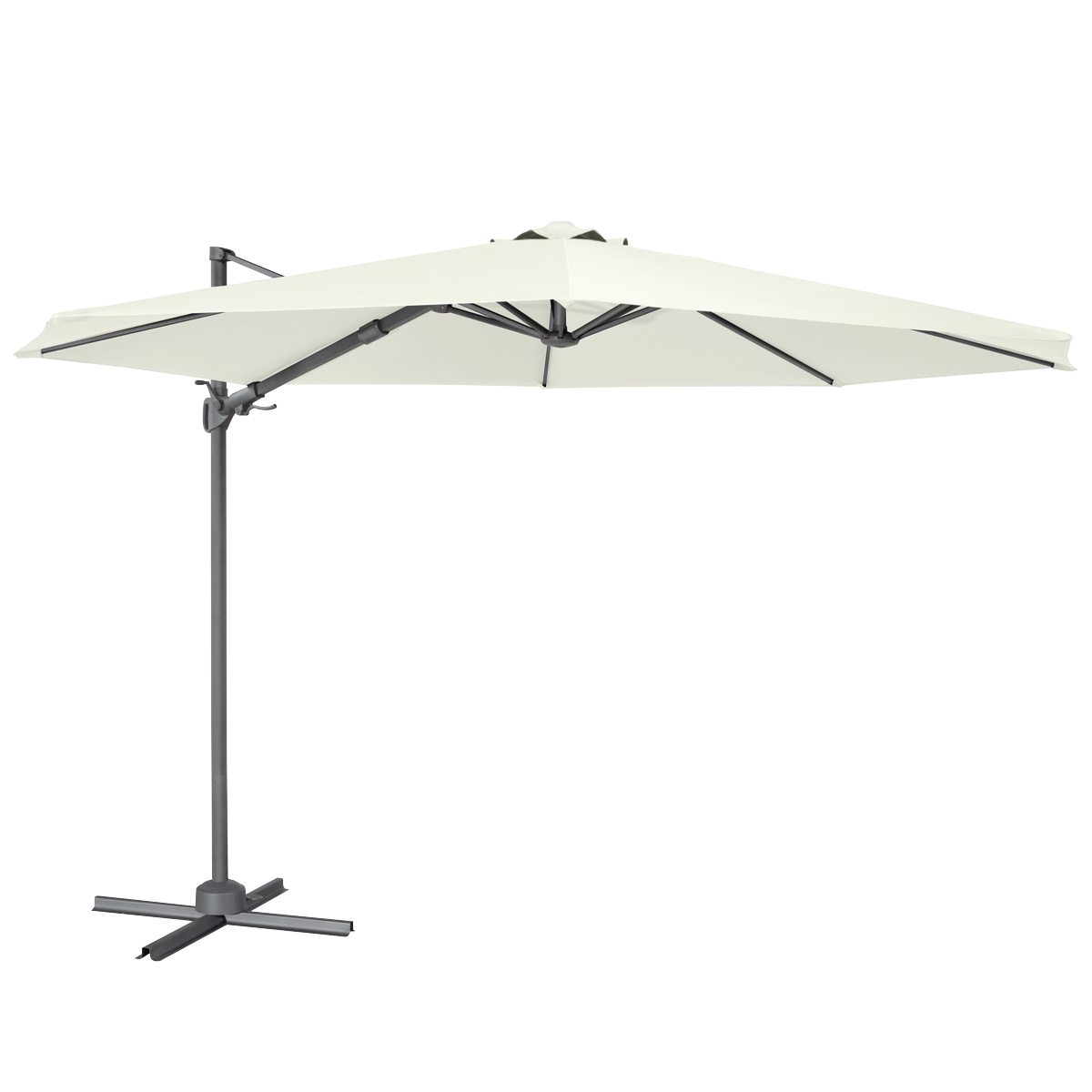 Dellonda DG268 Cantilever Parasol with 360° Rotation, Tilt & Cover 3m - Cream