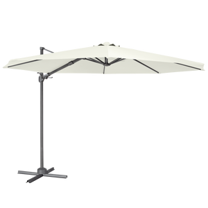 Dellonda DG268 Cantilever Parasol with 360° Rotation, Tilt & Cover 3m - Cream