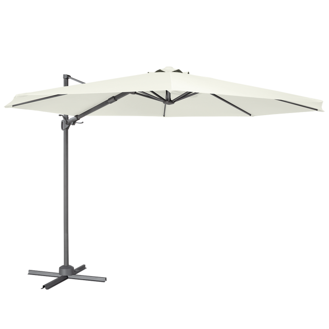 Dellonda DG268 Cantilever Parasol with 360° Rotation, Tilt & Cover 3m - Cream