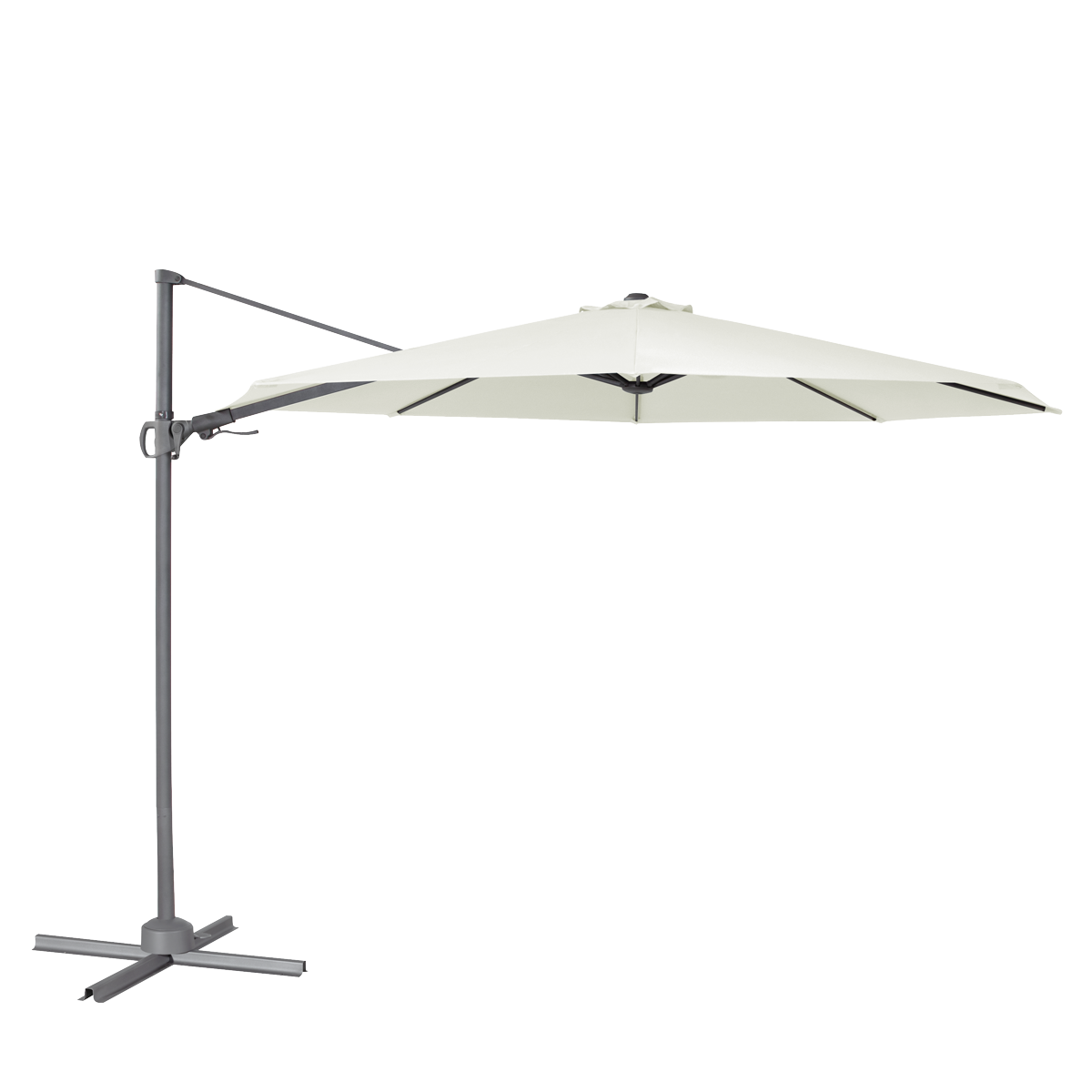 Dellonda DG268 Cantilever Parasol with 360° Rotation, Tilt & Cover 3m - Cream - additional view 4