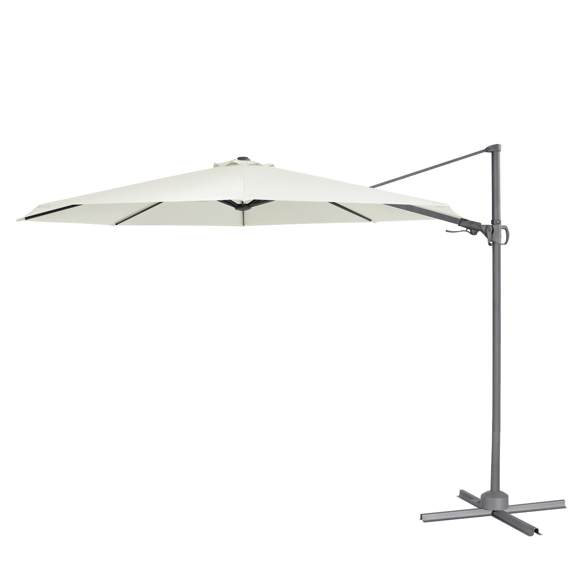 Dellonda DG268 Cantilever Parasol with 360° Rotation, Tilt & Cover 3m - Cream - additional view 5