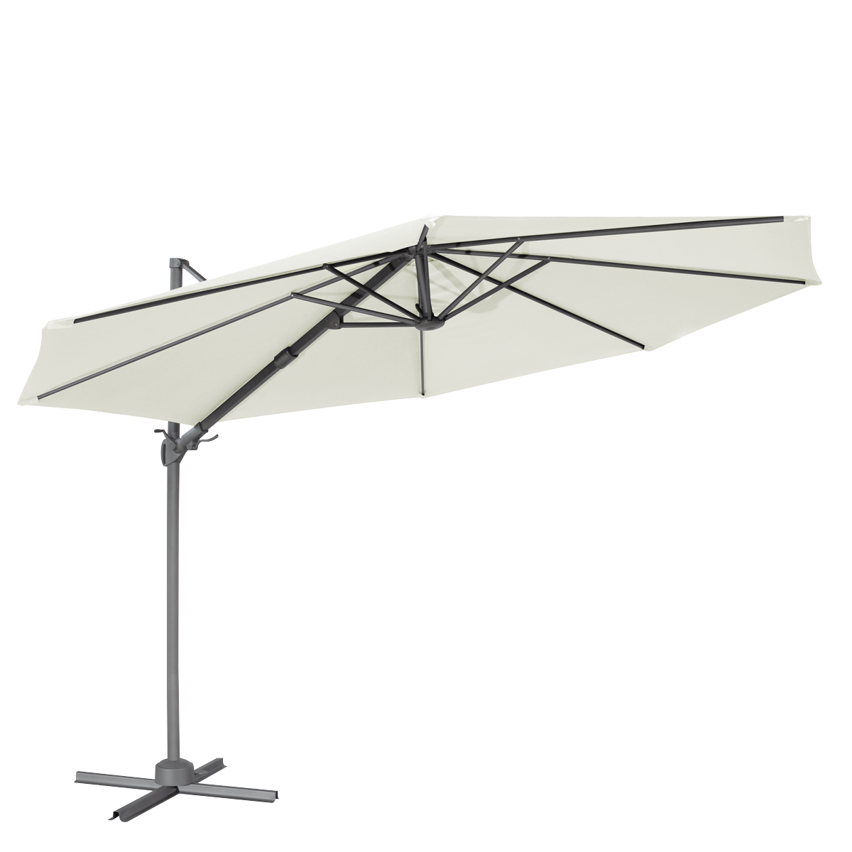 Dellonda DG268 Cantilever Parasol with 360° Rotation, Tilt & Cover 3m - Cream - additional view 7
