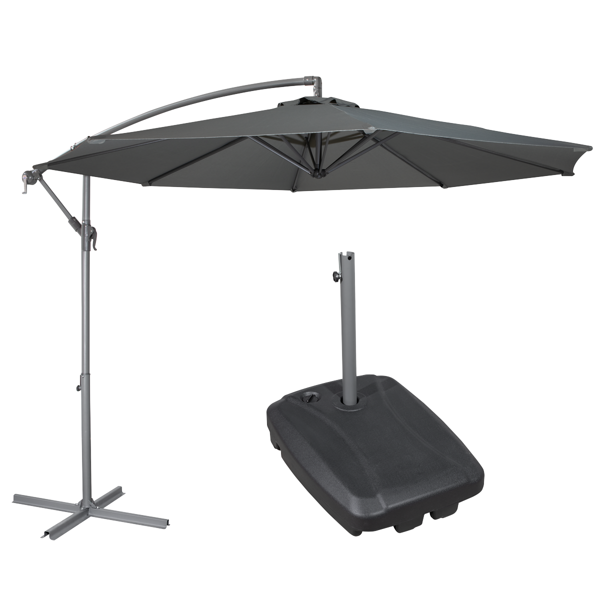 Dellonda DG270 Banana Parasol with Cover & Base 3m - Grey