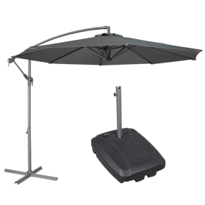 Dellonda DG270 Banana Parasol with Cover & Base 3m - Grey