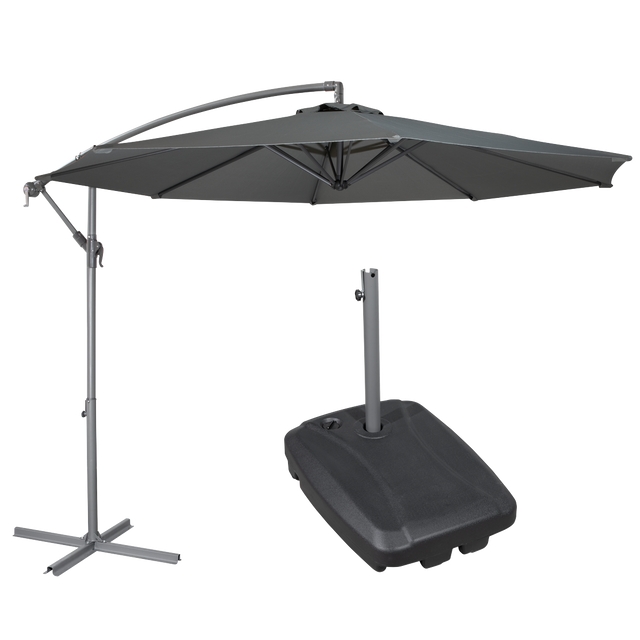 Dellonda DG270 Banana Parasol with Cover & Base 3m - Grey