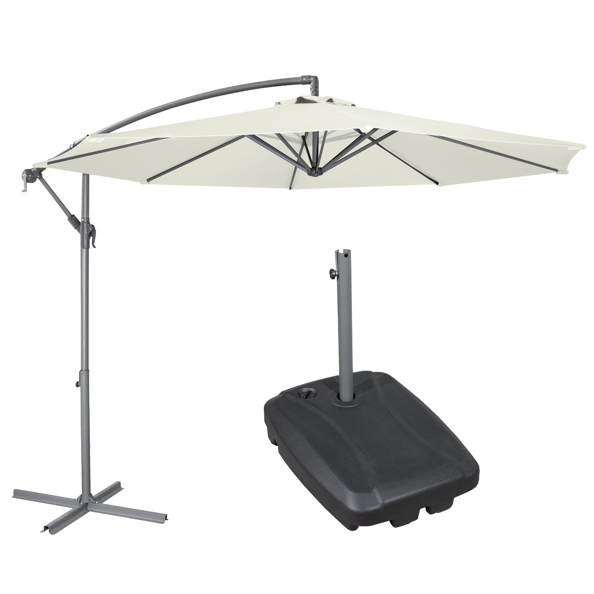 Dellonda DG271 Banana Parasol with Cover & Base 3m - Cream