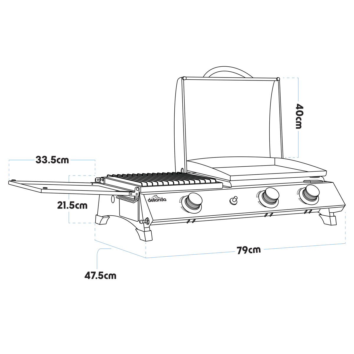 Dellonda DG276 3 Burner Stainless Steel Portable Gas Plancha/Grill 8.5kW - additional view 12