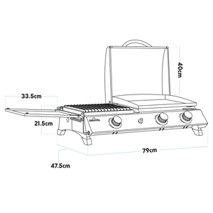 Dellonda DG276 3 Burner Stainless Steel Portable Gas Plancha/Grill 8.5kW - additional view 12