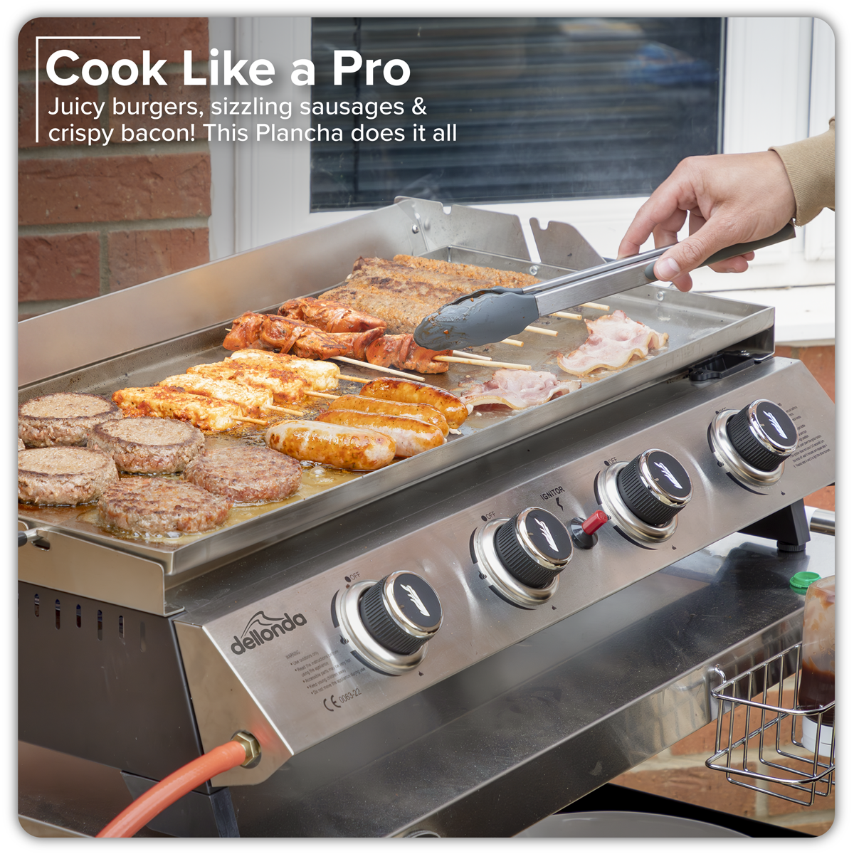 Dellonda DG277 4 Burner Stainless Steel Portable Gas Plancha with Warming Rack 10kW - additional view 12