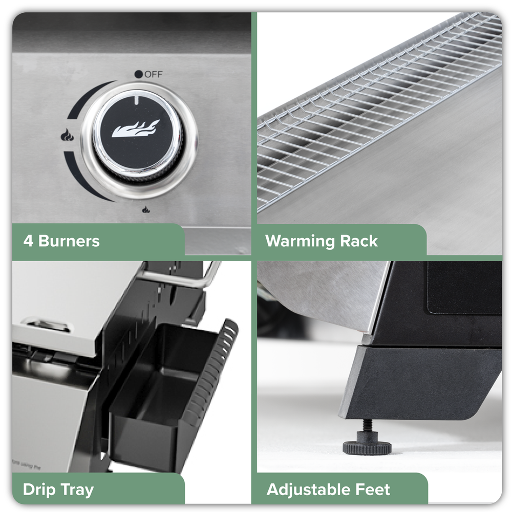 Dellonda DG277 4 Burner Stainless Steel Portable Gas Plancha with Warming Rack 10kW - additional view 13