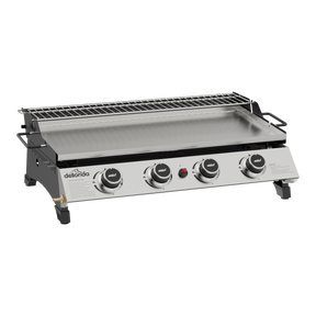 Dellonda DG277 4 Burner Stainless Steel Portable Gas Plancha with Warming Rack 10kW