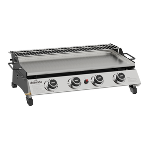 Dellonda DG277 4 Burner Stainless Steel Portable Gas Plancha with Warming Rack 10kW