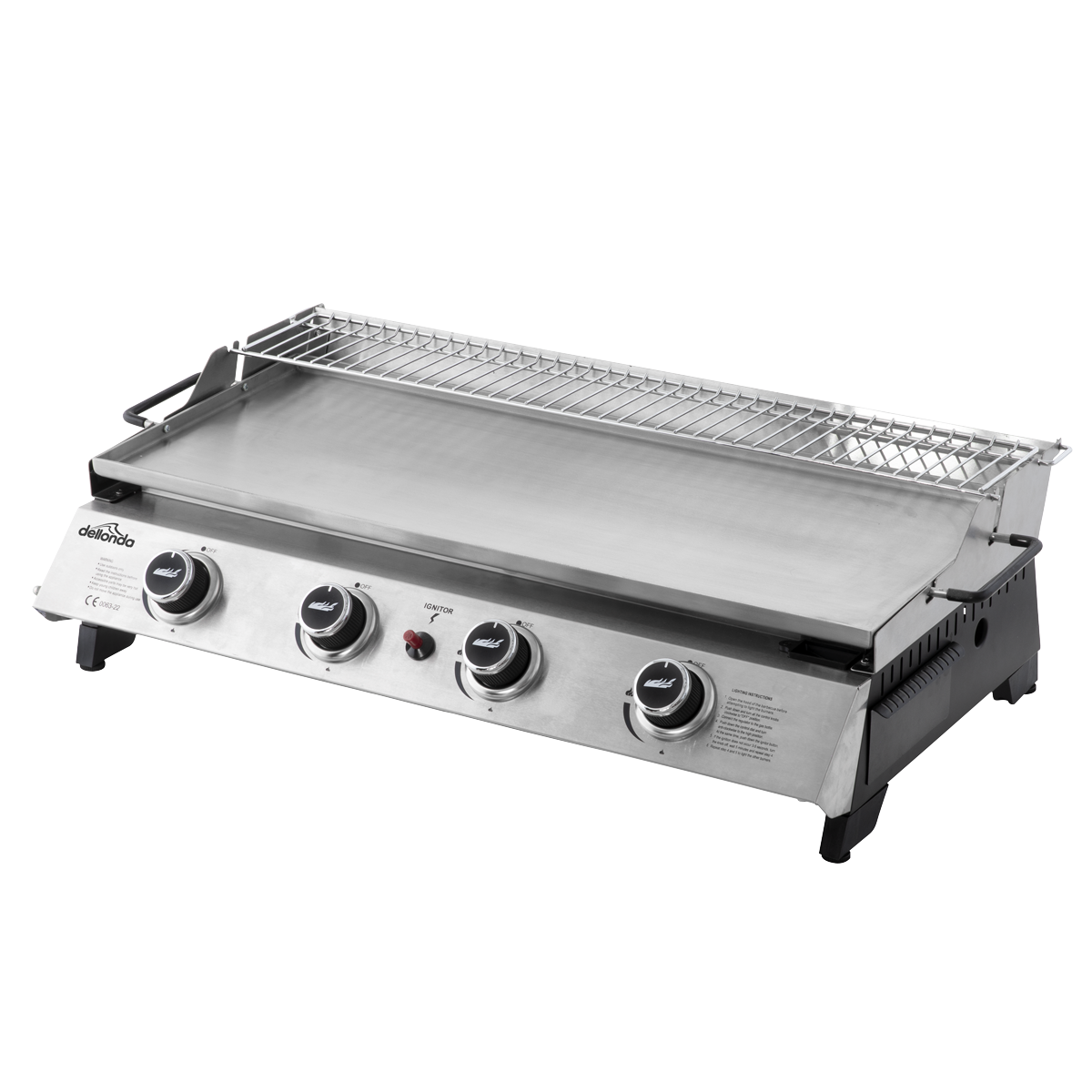 Dellonda DG277 4 Burner Stainless Steel Portable Gas Plancha with Warming Rack 10kW - additional view 6