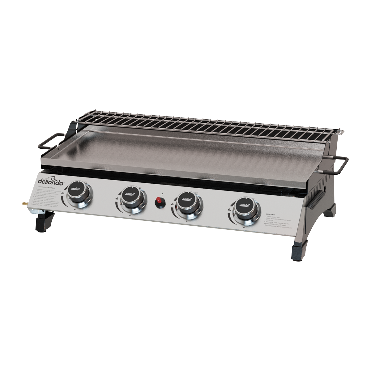 Dellonda DG277 4 Burner Stainless Steel Portable Gas Plancha with Warming Rack 10kW - additional view 7