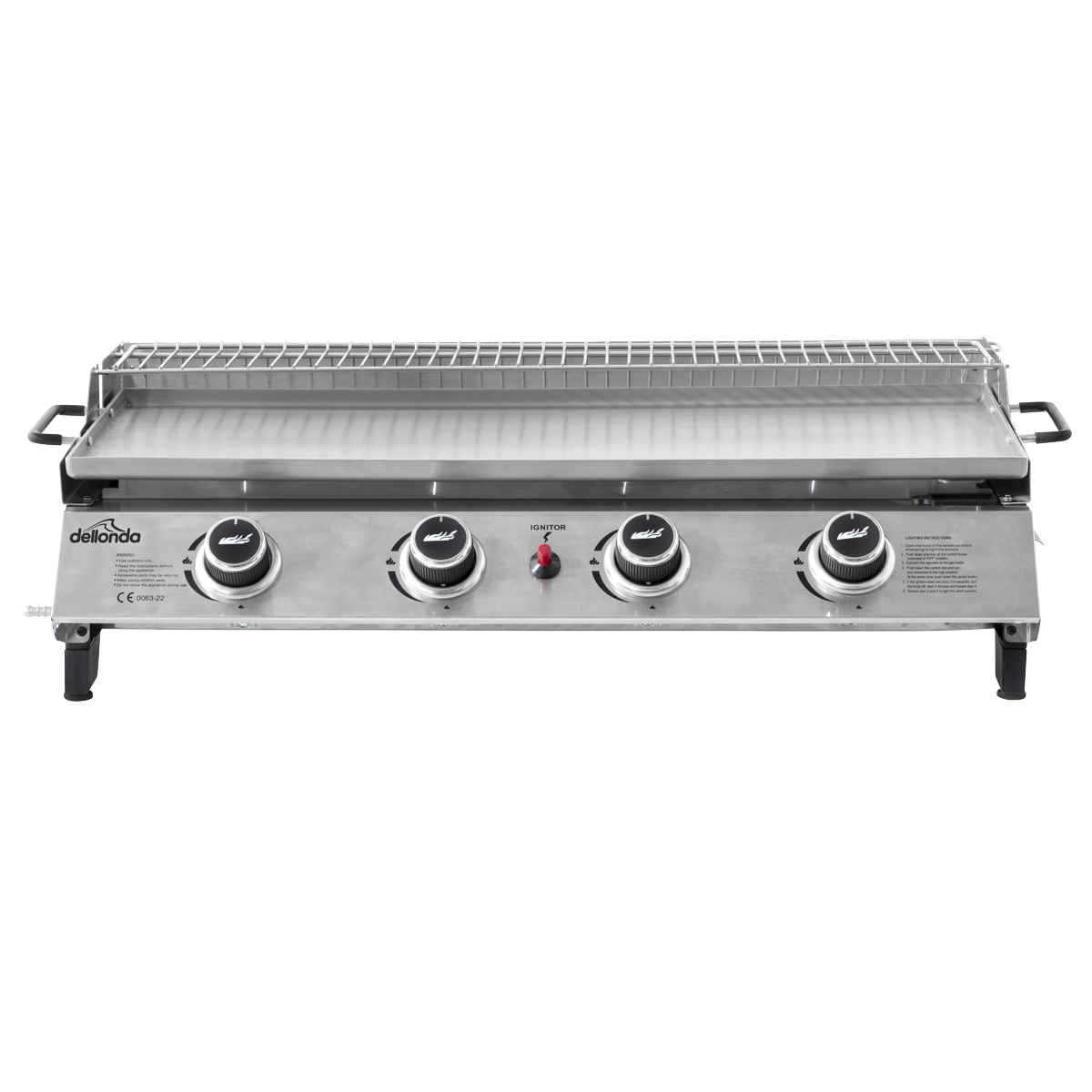 Dellonda DG277 4 Burner Stainless Steel Portable Gas Plancha with Warming Rack 10kW - additional view 8