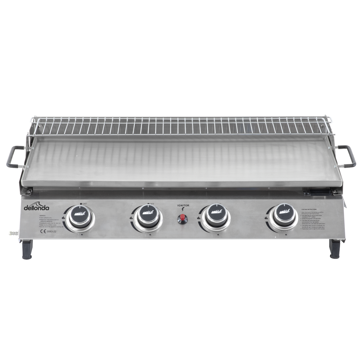 Dellonda DG277 4 Burner Stainless Steel Portable Gas Plancha with Warming Rack 10kW - additional view 9